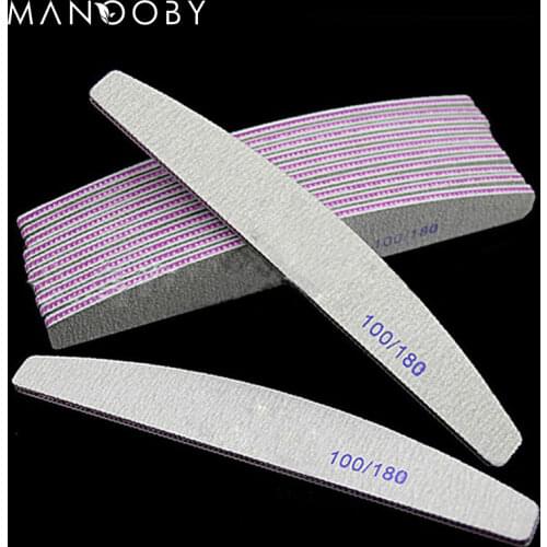 Professional Nail File 100/180 Half Moon Sandpaper Nails Sanding Grinding Polishing Nail Art Manicure Care Tools Nail equipment