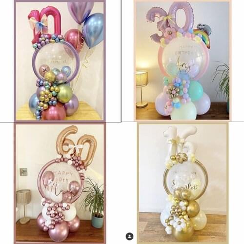 1set Transparent Globes Clear Balloon For Kids Birthday Party Helium Bobo Balloon with Number Foil Ballon Baby Shower Decoration