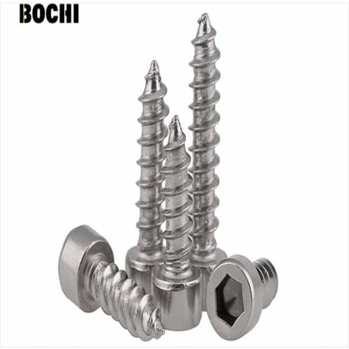 304 Stainless Steel Cup Hexagon Hex Socket Plug Head Self-tapping Tapping Screw Bolt Stereo Model M4*10/12/14/16/20-50 Wholesale