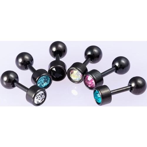 1pair CZ Gem Cartilage Stud Earrings Stainless Steel Bar Tragus Helix Ear Studs Piercing for Women Body Jewelry Crystal Earings