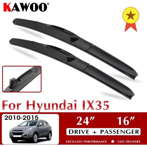 KAWOO For Hyundai IX35 24"16" Auto Car Soft Natural Rubber Windcreen Wipers Blades 2010 2011 2012 2013 2014 2015 Fit U Hook Arm