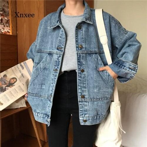 Spring Basic Jacket Womens Retro Simple Chic Denim Korean College Style Girls Jacket Fashion Lapel Womens Jacket