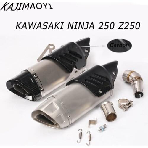 KAJIMAOYI Motorcycle Exhaust Muffler Slip On Middle Pipe For Kawasaki/Ninja Z250 2013-17 Exhaust Carbon Fiber