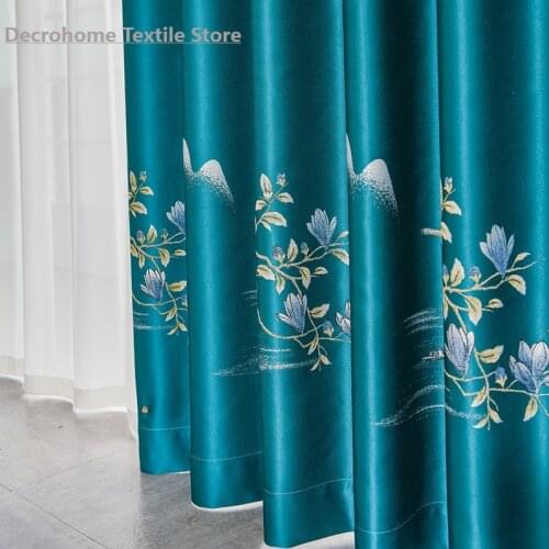 Shading High Precision Imitation Relief Embroidery Jacquard New Chinese High-End Atmosphere Curtains for Living Room Bedroom