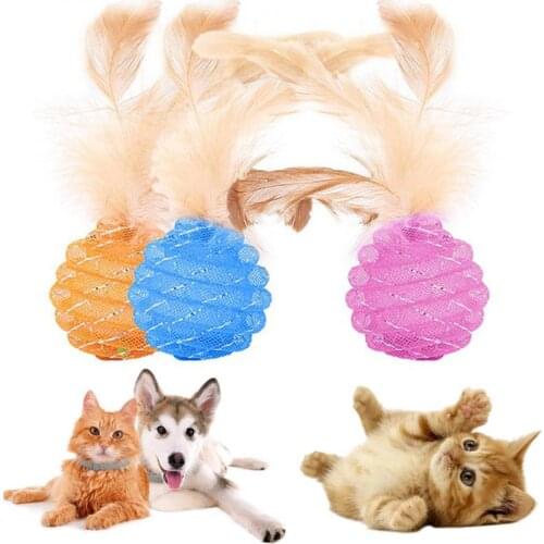 1 Pc 3.5cm Pet Cat Toy Pineapple Shape Ball Pet Supplies Feather Cat Play Chewing Toy Straw Hot Sale