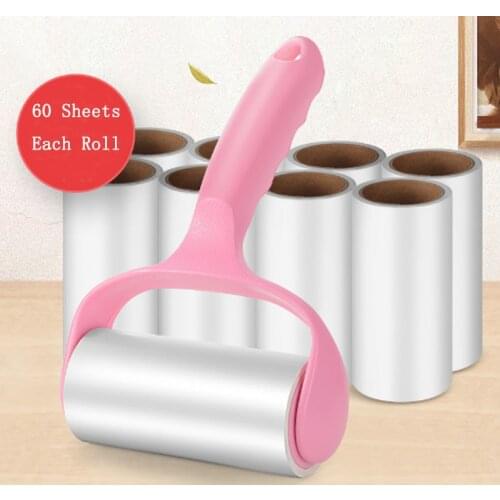 1Pcs High Quality 60 Sheets Dust Remover With Handle Brush Sticky Clothes Pet Dog Hair Fabric Fluff Roller Cleaner Accessories