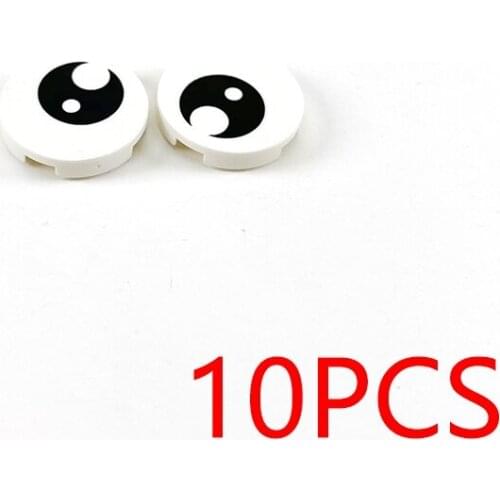 10PCS Print Eyes Pattern 2x2 Round MOC Building Blocks Tile Construction Classic Brick Toys Kids Learning Education