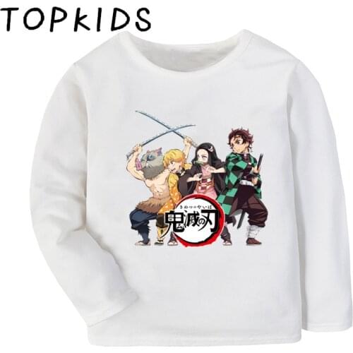 2021 Kids Demon Slayer Anime Funny T-shirt Children Blade of Ghost Cartoon Tops Baby Boys Girls Long Sleeve T shirt,LKP5392