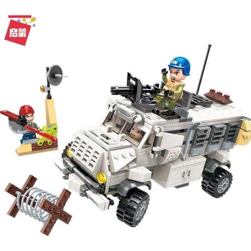 450pcs Enlightenment 3212 Military Series Lightning and Anti-Ambush Armored Chariot Boy Assembled Building Block Toy Gift