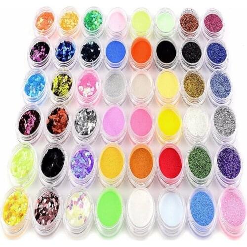 48 different types of glitter sequins acrylic powder glitter powder For 3D Acrylic Tips