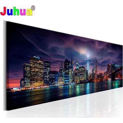 New York night landscape Large 5D DIY Diamond Painting Full Rhinestone Embroidery Mosaic Needlework Home Decor Gift AA2486