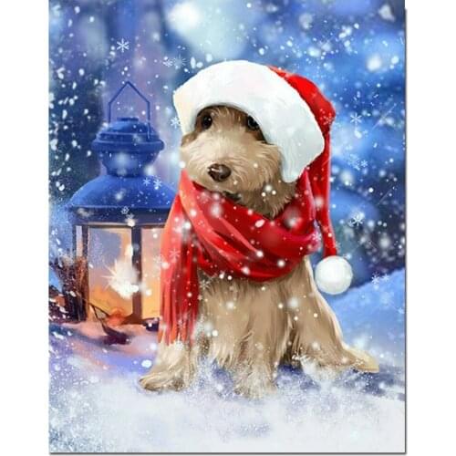 Christmas dog square Diamond Embroidery 5d DIY Diamond Painting Cross Stitch Full Rhinestone Needlework Mosaic Wall Decorative