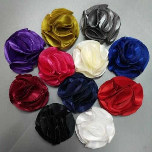 10Pieces/Bag Size 3.5CM Fabric Rose Flower Handmade Satin Flowers Hand DIY Material Wedding Bouquet Women Hair Cloth Accessories
