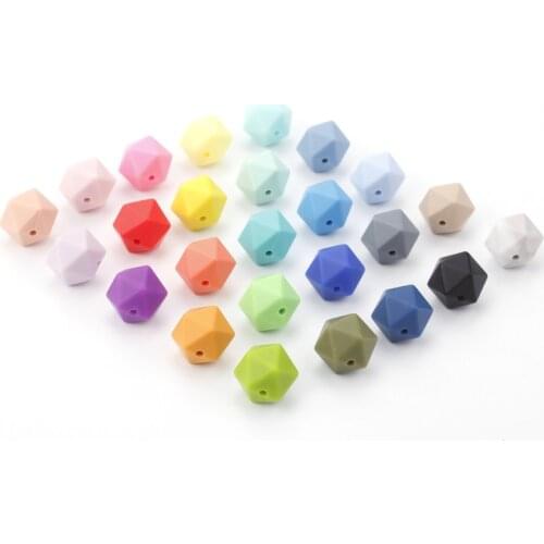 Bpa Free Icosahedron 14mm 20pc Silicone Beads Teething Teether Necklace Pendant Fitting Baby Nursing Accessories Perles Silicone