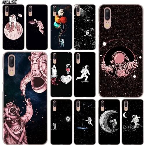 MLLSE Space Moon Astronaut Fashion Clear Case Cover for Huawei P30 P20 P10 P9 P8 Lite 2017 P30 P20 Pro Mini P Smart Plus Cover