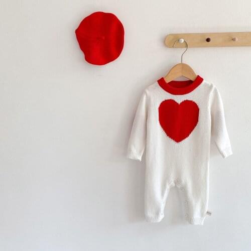 Love Print Romper for Newborn Baby Knitted Cotton Baby Girls Long Jumpsuit New Born Boy Accessories 0-24M Baby Outdoor Playwear