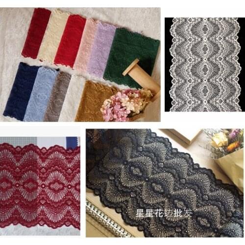 22cm Wide Elastic Eyelash Lace Trim Fabric Flower DIY Crafts Wedding Dress Clothing Lngeire lace Material Bra Handmade Lace Trim