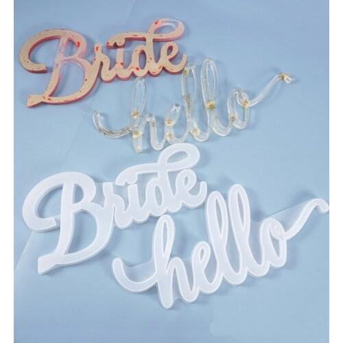 Epoxy resin Mold Hello Bride Groom English Letters silicone Mold For listed house Mold Decorating Tool Decorating craft mould