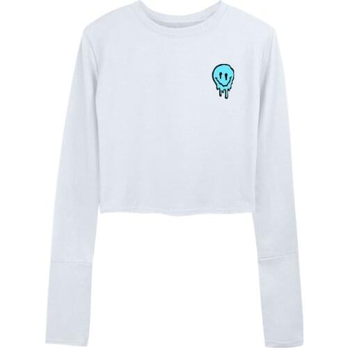 Aesthetic Tees Cute Funny Cartoon Shirts Female Pullover Cotton T Shirt Harajuku Summer Simple Girls Clothes Long Sleeve Tops