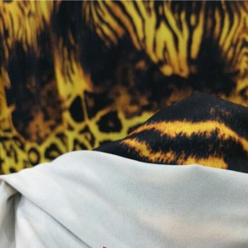 Good 4 Side Stretch Cheongsam Fabric Cotton/Spandex knitted Fabric Yellow Leopard/Snake Print Fabric DIY Sewing T-Shirt/Dress