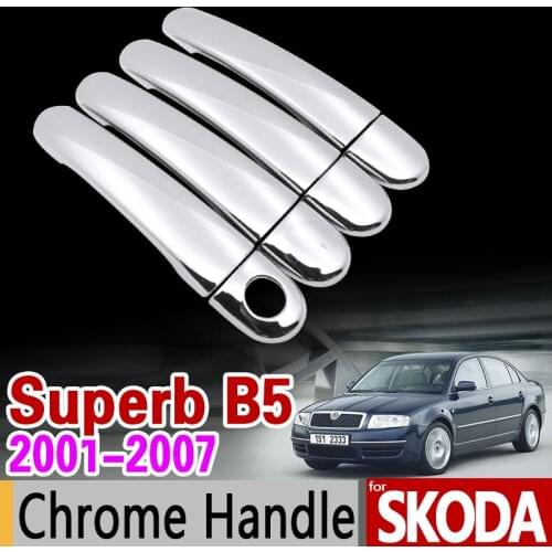 For Skoda Superb B5 2001-2007 Luxuriou Chrome Handle Cover Trim Set 2002 2003 2004 2005 2006 Car Accessories Sticker Car Styling