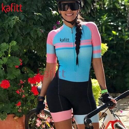 Kafitt Pro Cycling Jersey Suit Macaquinho Ciclismo Feminino Jumpsuit Gel Breathable Pad Jersey Sets Short Sleeve Summer Women