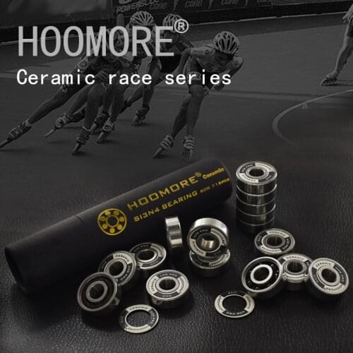 HOOMORE branded Si3N4 ceramic speed bearing for inline speed skates shoes professional race 608RS 7 beads black ceramic 16 pcs