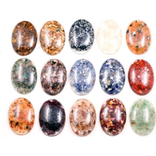 Egg-shaped Resin Oval Cabochon Loose Beads Gravel Filling Ring Face Making for Jewelry Rings Necklace Supplies Accessories