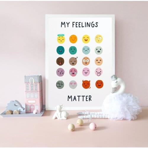 Colorful my Feelings Matter Poster Classroom Themed Canvas Painting Educational Preschool Wall Art Pictures For Kids Room Decor