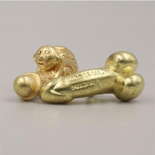 Creative Brass Mens Gadgets Figurines Penis Miniatures Keychain Fun Personality Key Chain Pendant Home Decoration Ornaments