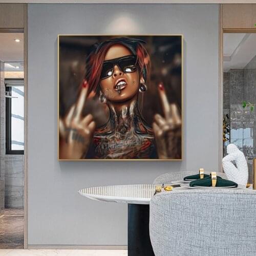 Cool Tattoo Hip Hop Girls Canvas Painting Modern Posters and Prints on Canvas Wall Art Cuadros Pictures for Living Room Decor