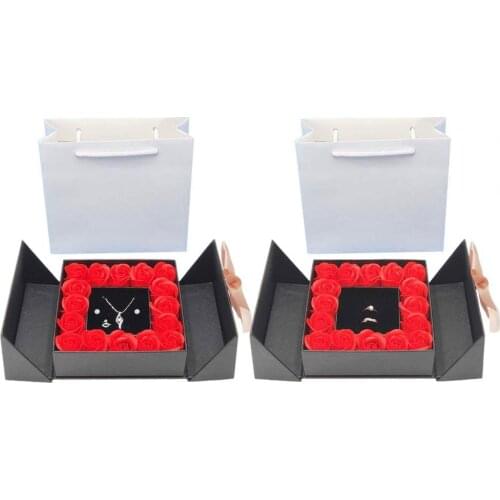 50%HOT 1 Set Roses Box Bowknot Multi-Use Paper Fake Flower Necklace Holder for Wedding