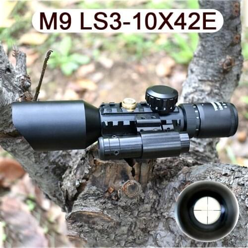 M9 10x42E Rifle Scope with Professional Laser Sight Hunting Optical Sight Air Gun Accessories Multi-lens Waterproof Monoculars