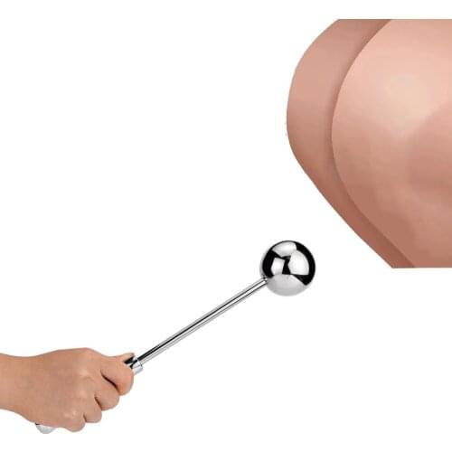 Metal Ball Anal Beads Plug Stainless Steel Anal Dildo Wand Hook Butt Plug with Long Handle Anus Stimulation Silver Sex Tools 18