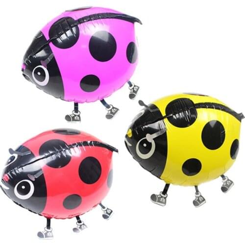 1PC 56x43cm Cute Cartoon Pet Walking Ladybug Animals Helium Foil Mylar Balloons Baby Shower Kids Gift Party Decorations Supplies