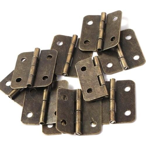 10 Pcs/Pack Retro Mini Door Hinges With Screws Furniture Cabinet Accessories For Jewelry Box Model Making