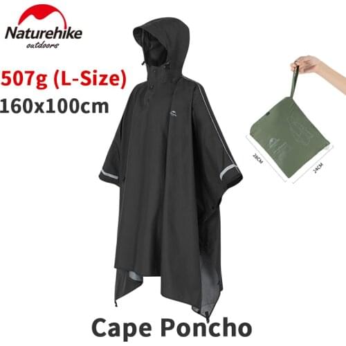 Naturehike Upgrade 2021 Outdoor Long Style Raincoat 3 In 1 Multifunctional Rain Poncho Windproof Breathable Portable 507g Hiking