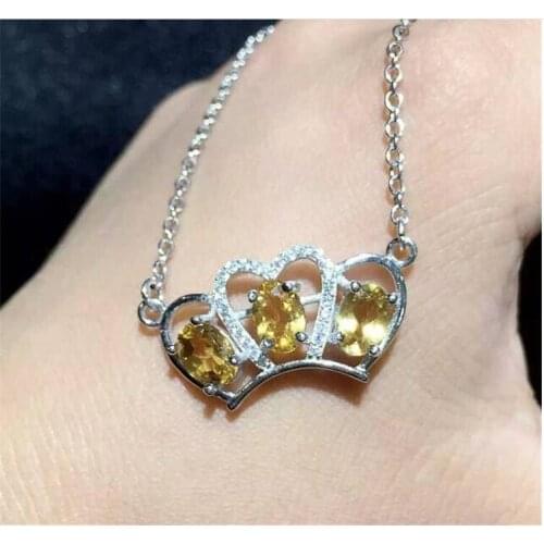 Natural citrine necklace pendant Real origin cirtrine 925 sterling silver Luxury jewelry Gem Size 5*7mm 3pcs