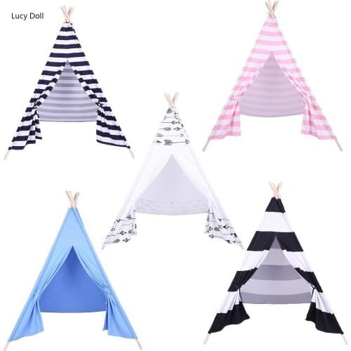 Indian Tent Children Teepee Tent Baby Indoor Dollhouse with Coloured Flag Children Playhouse Family Friend Camping Practical Toy