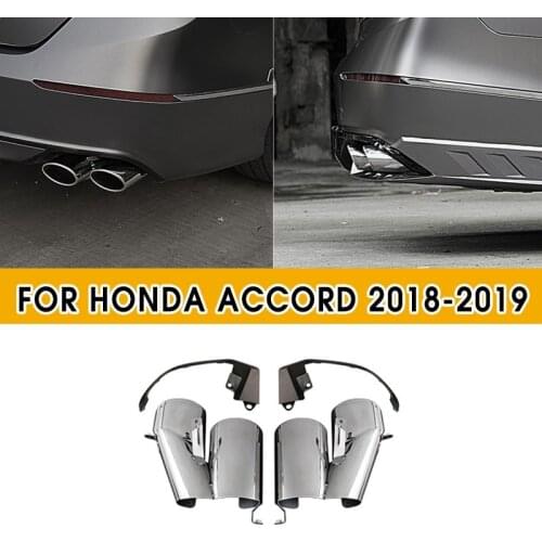 Pcmos Hybrid Touring Quad Tip Muffler Exhaust Finisher For 2018-2019 Honda Accord Exterior Parts Chromium Styling Stickers New