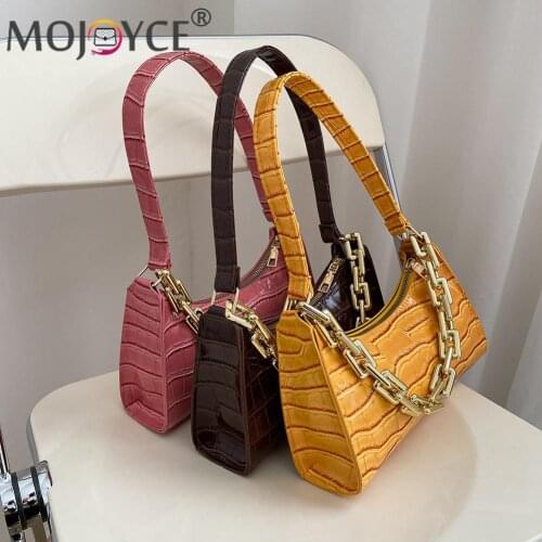 Casual PU Leather Designer Zipper Handbag Women Fashion Alligator Pattern Shoulder Underarm Purse Portable Travel Chain Bags