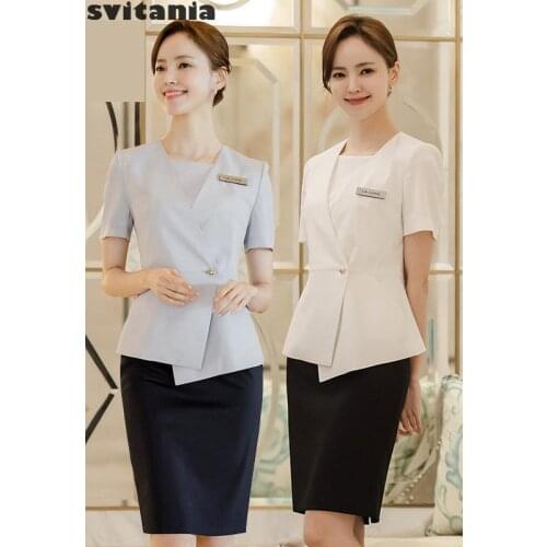 Professional Womens Suit Waitress ClothingHairdresser Clothing Uniform For Beautician Uniforme Massagista