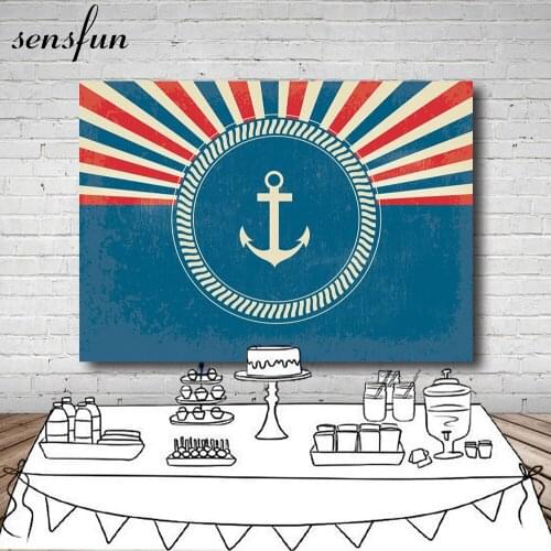 Sensfun Anchor Nautical Backdrop Customized Birthday Party Backgrounds For Photo Studio 7x5FT Vinyl
