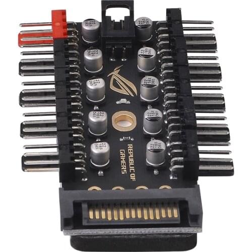 PWM Fan Hub 1 to 10 Sata Molex Cooler Cooling 4Pin Fan Splitter Cable 12V Fan Speed Controller Adapter with LED For Miner Mining