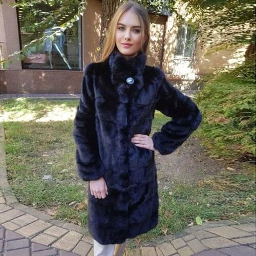 Mink Coats Women Natural Hood Fur Coat Real Mink Fur Jacket Female Winter Long Overcoat 2021 New Arrival
