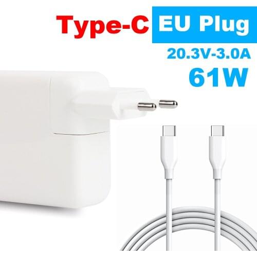 Brand New! 61W USB-C Power Adapter Type-C Charger for Latest Macbook A1534 A1706 A1707 A1708 EU plug