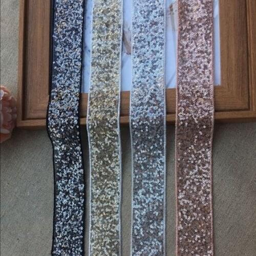 10Yards/lot spangle Sequin Beading Ribbon DIY Lace Trim For hand craft Garments Head dress Decoration 4CM width