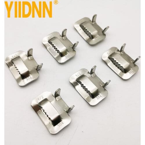 SUS304 Ear Buckle Stainless Steel, Ear-Lokt buckles for 1/2" Width banding, Pipe Clamp, Wing Seal for strapping, 100 PCS per box