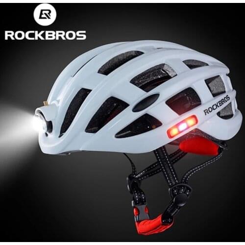ROCKBROS Bike Headlamp Night Cycling Helmet With Glowing Headlight Warning Light MTB Bicycle Helmet Rechargeable Sport SafetyCap