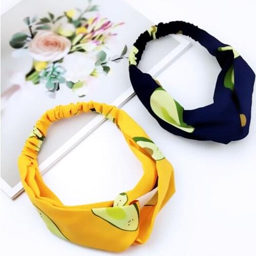 Summer Fruit style Fresh Womens Avocado Hair Bands Girls Face Wash Headbands Chiffon Hair Accessories FD35